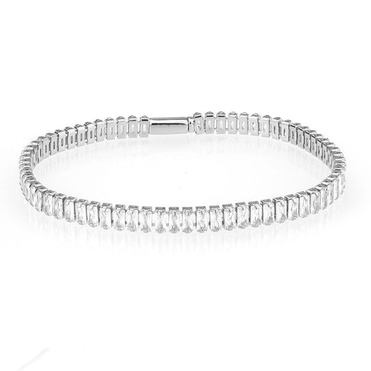 MA3W1700 - Rhodium Brass Bracelet with AAA Grade CZ in Clear