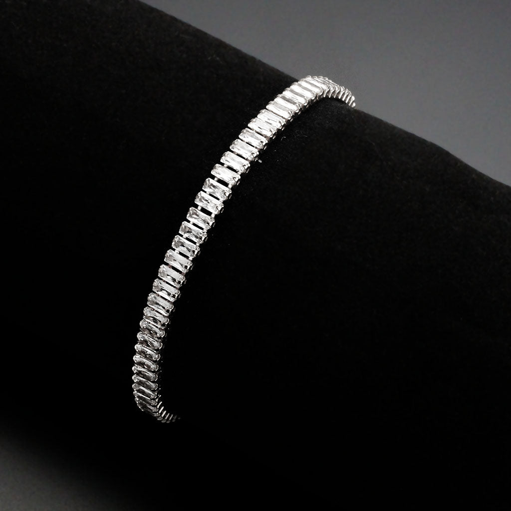 MA3W1700 - Rhodium Brass Bracelet with AAA Grade CZ in Clear