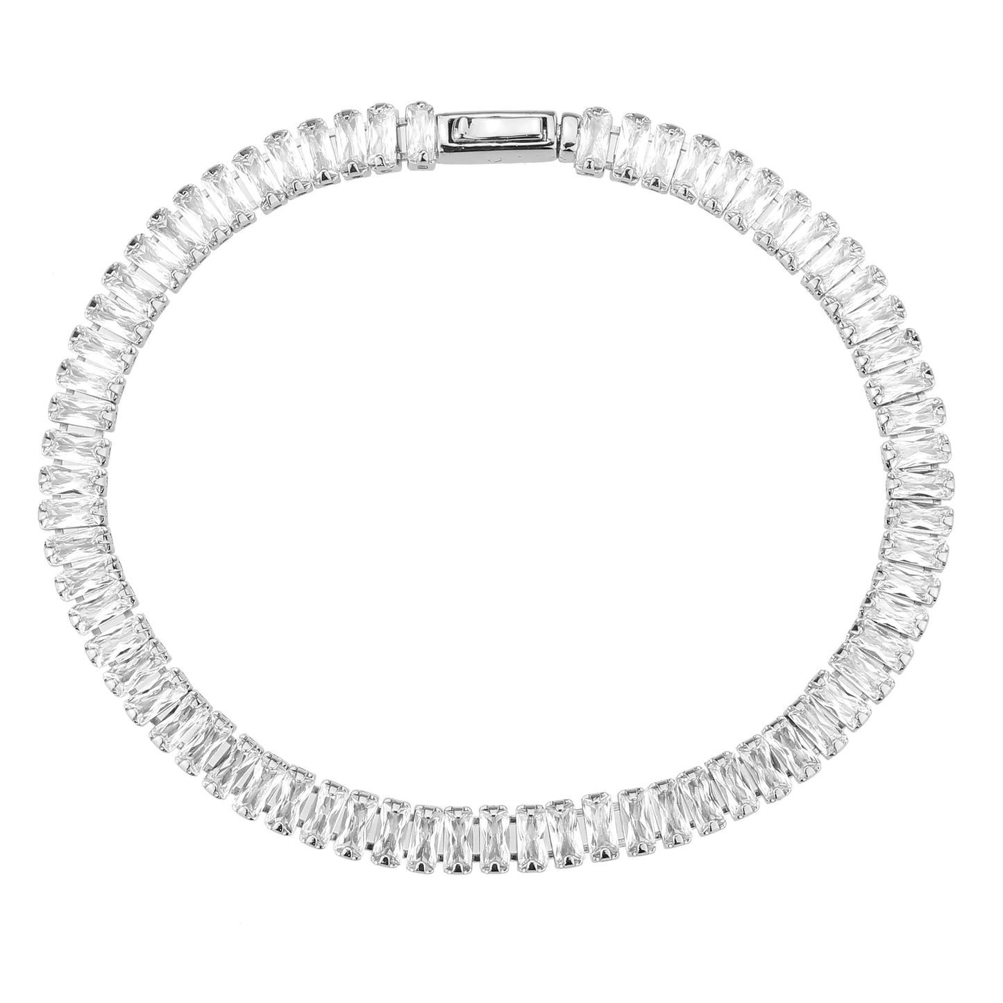 MA3W1700 - Rhodium Brass Bracelet with AAA Grade CZ in Clear