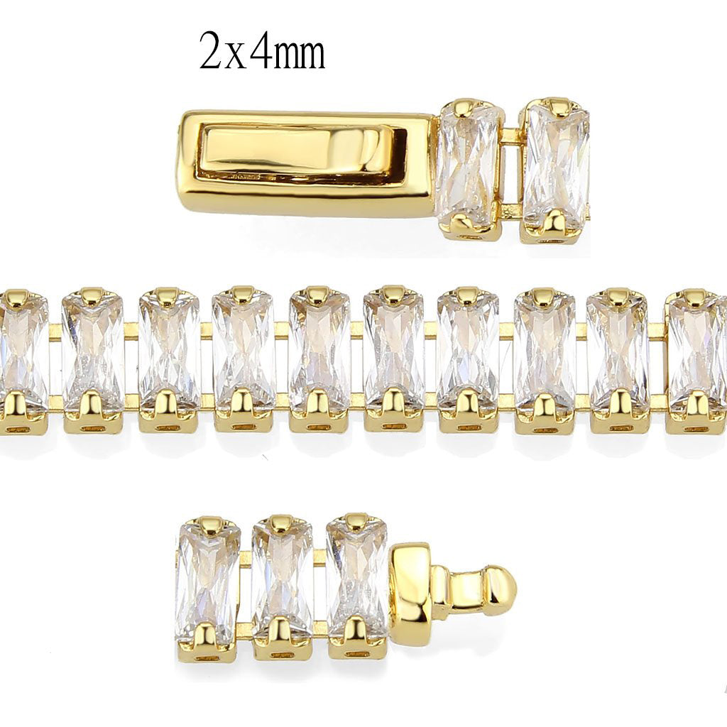 MA3W1701 - Gold Brass Bracelet with AAA Grade CZ in Clear
