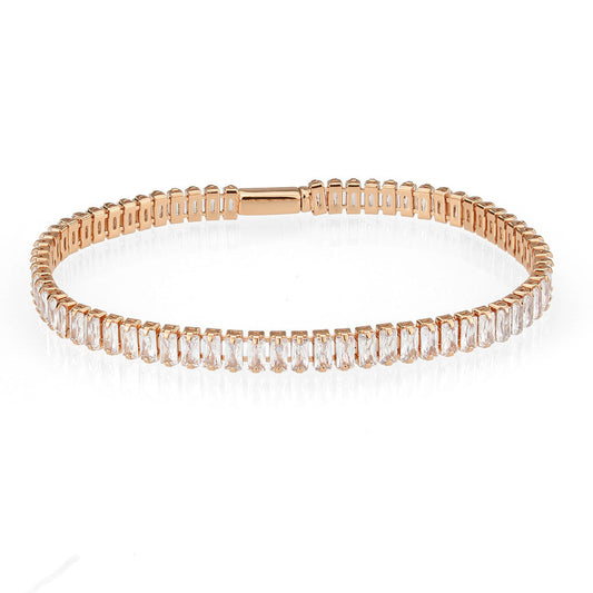 MA3W1702 - Rose Gold Brass Bracelet with AAA Grade CZ in Clear