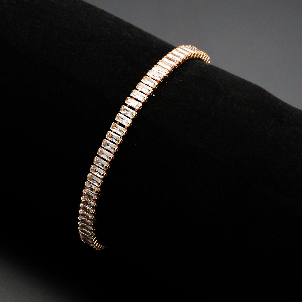 MA3W1702 - Rose Gold Brass Bracelet with AAA Grade CZ in Clear