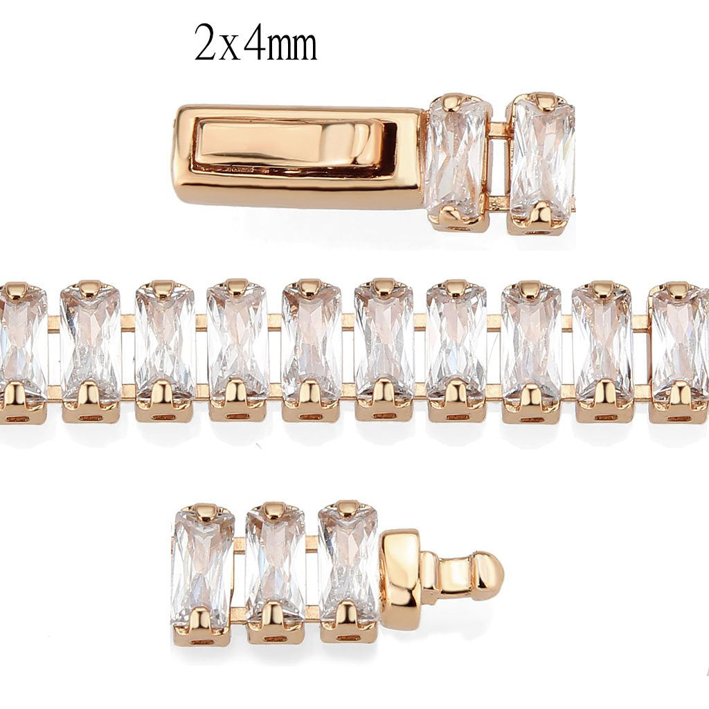 MA3W1702 - Rose Gold Brass Bracelet with AAA Grade CZ in Clear