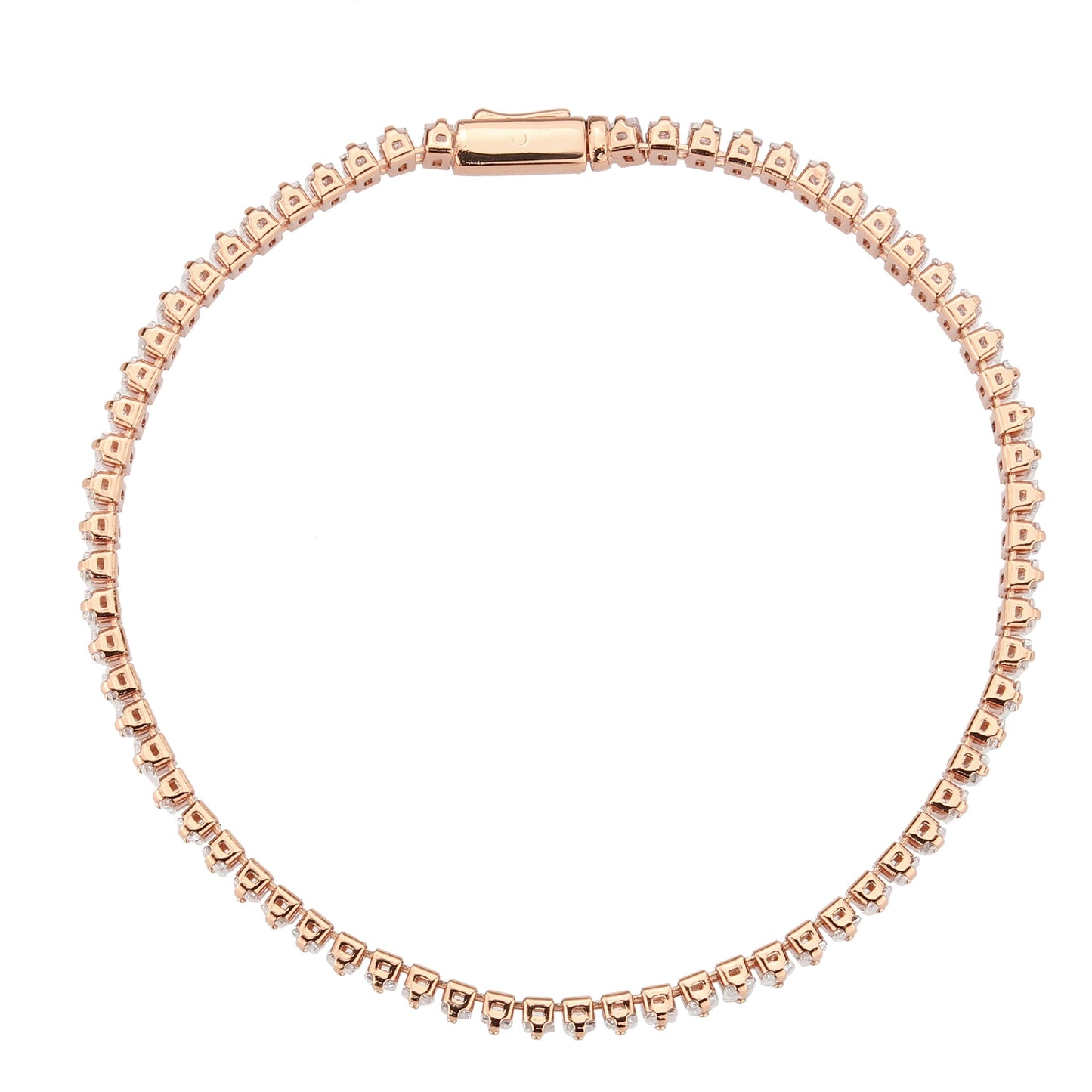 MA3W1702 - Rose Gold Brass Bracelet with AAA Grade CZ in Clear