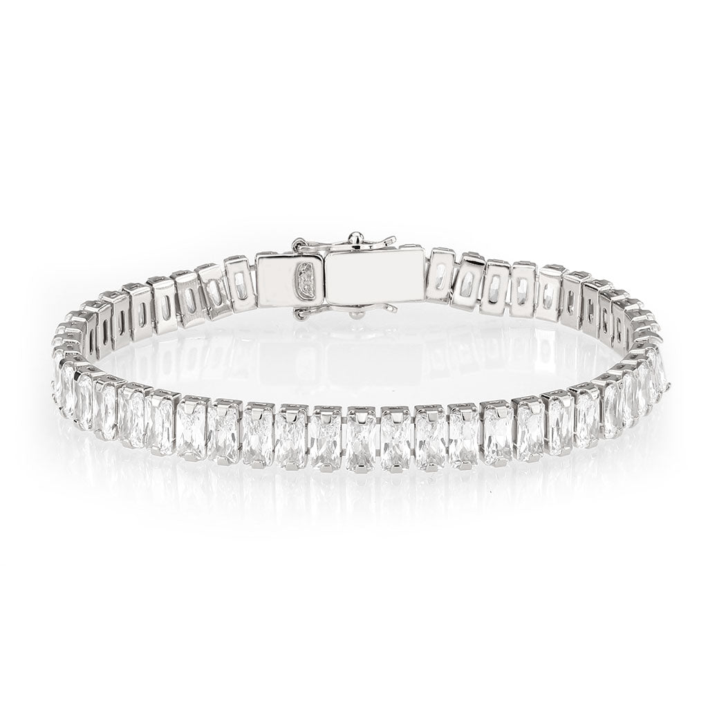MA3W1703 - Rhodium Brass Bracelet with AAA Grade CZ in Clear