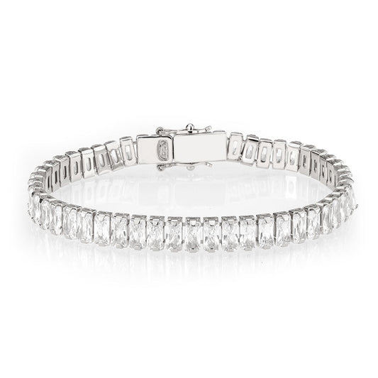 MA3W1703 - Rhodium Brass Bracelet with AAA Grade CZ in Clear