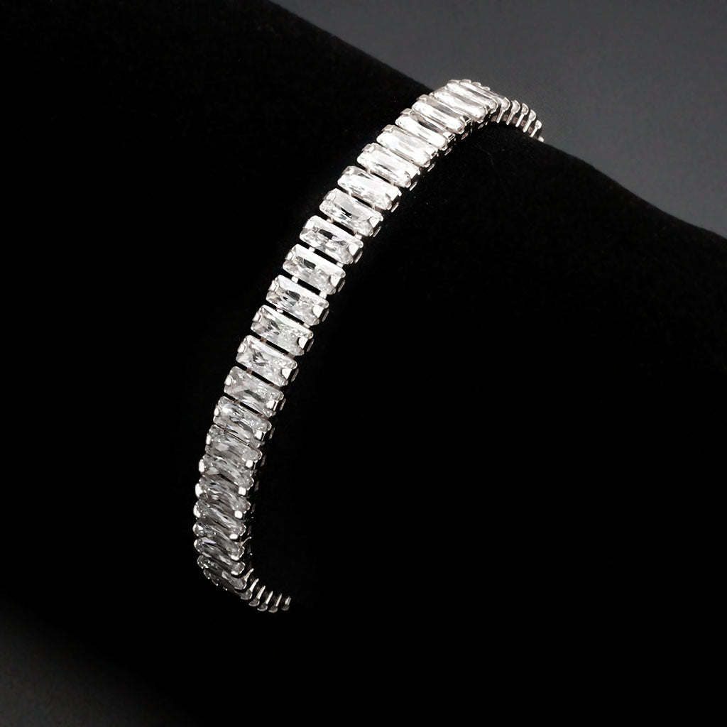 MA3W1703 - Rhodium Brass Bracelet with AAA Grade CZ in Clear