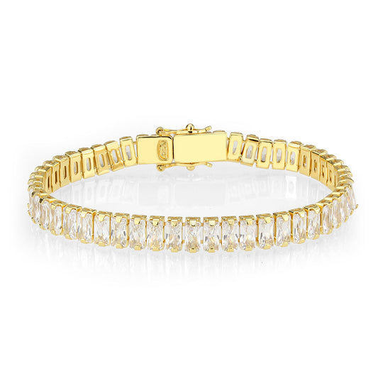 MA3W1704 - Gold Brass Bracelet with AAA Grade CZ in Clear