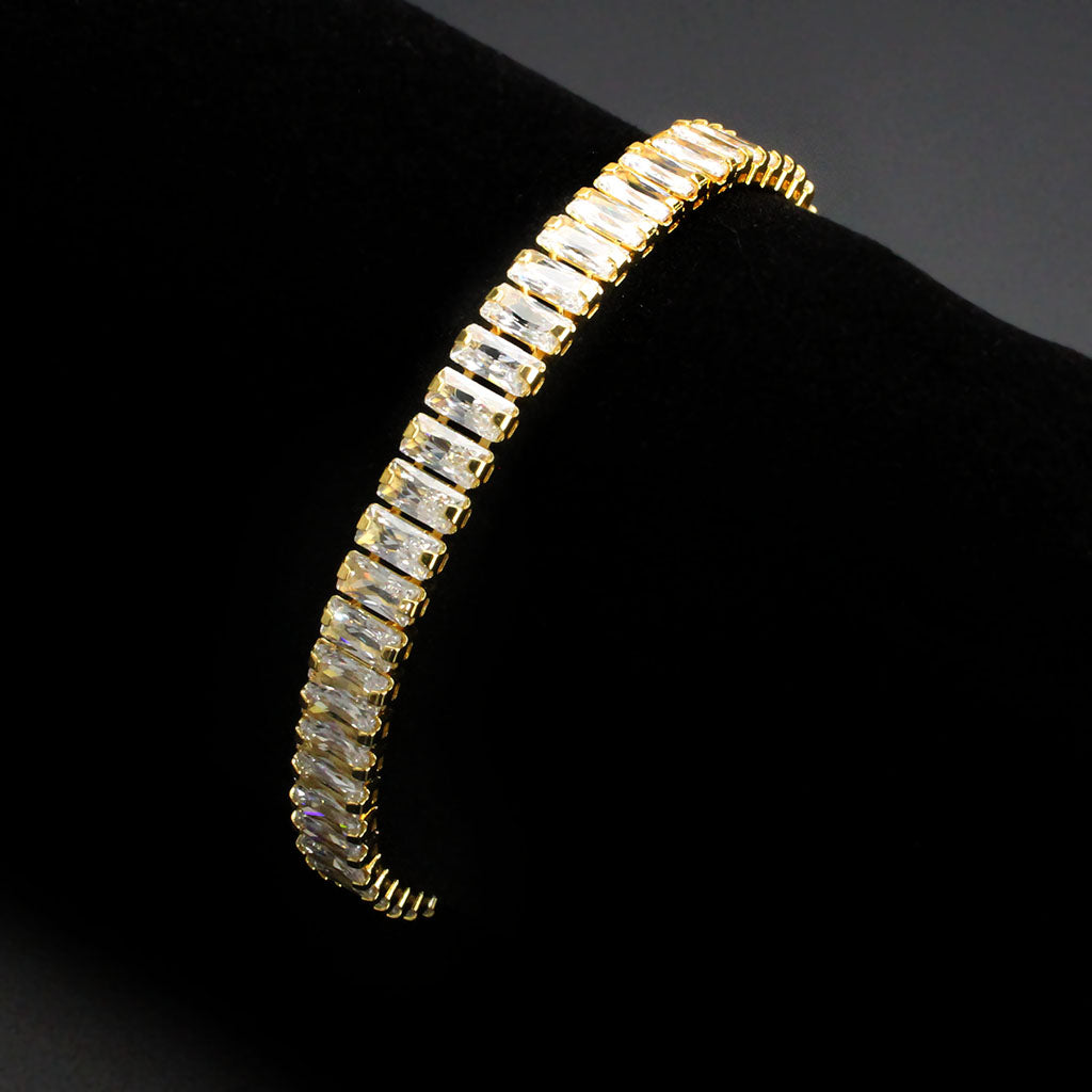 MA3W1704 - Gold Brass Bracelet with AAA Grade CZ in Clear