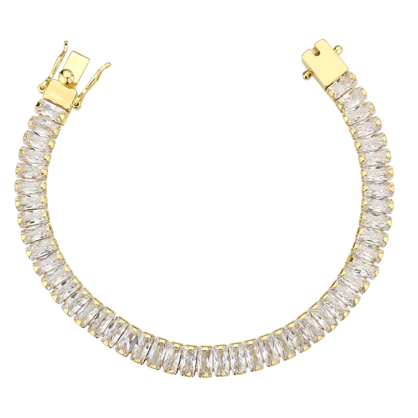 MA3W1704 - Gold Brass Bracelet with AAA Grade CZ in Clear