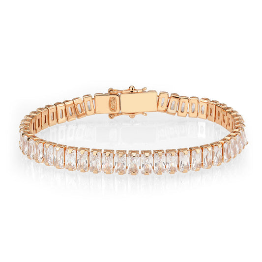 MA3W1705 - Rose Gold Brass Bracelet with AAA Grade CZ in Clear
