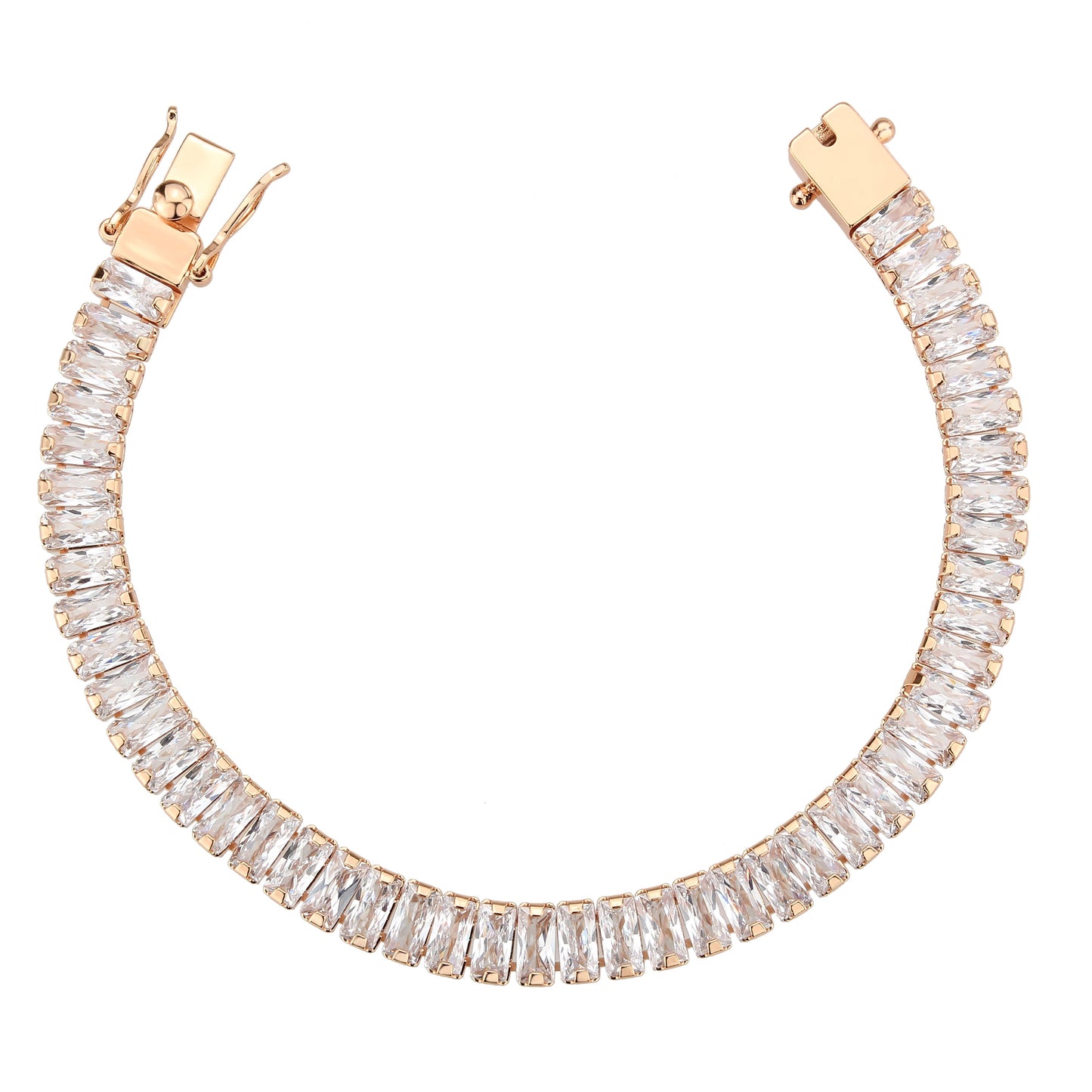 MA3W1705 - Rose Gold Brass Bracelet with AAA Grade CZ in Clear