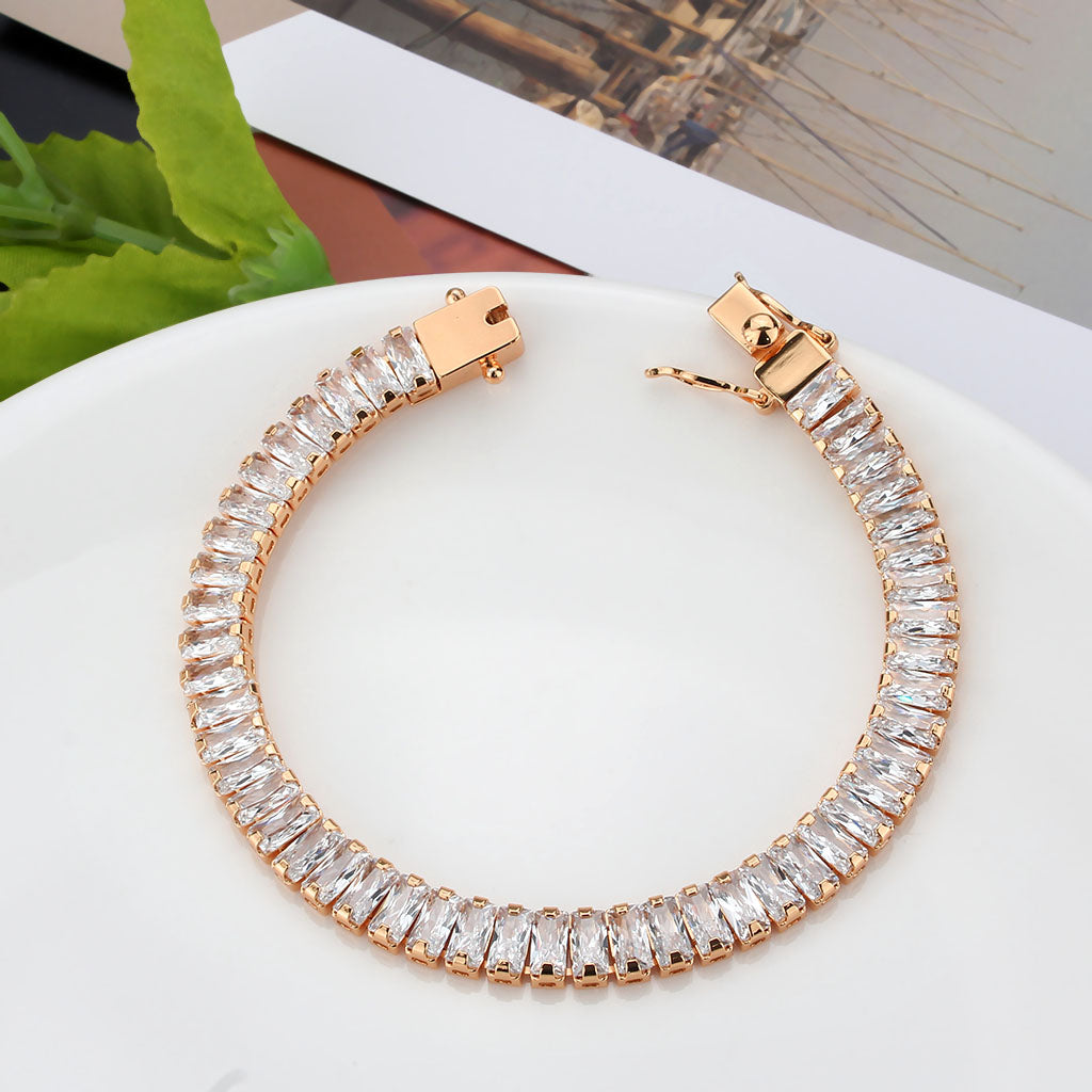 MA3W1705 - Rose Gold Brass Bracelet with AAA Grade CZ in Clear