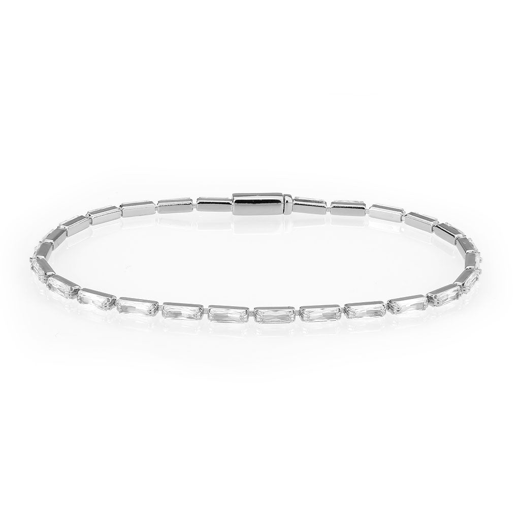 MA3W1706 - Rhodium Brass Bracelet with AAA Grade CZ in Clear