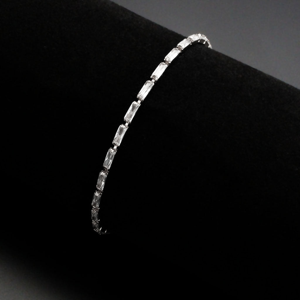 MA3W1706 - Rhodium Brass Bracelet with AAA Grade CZ in Clear