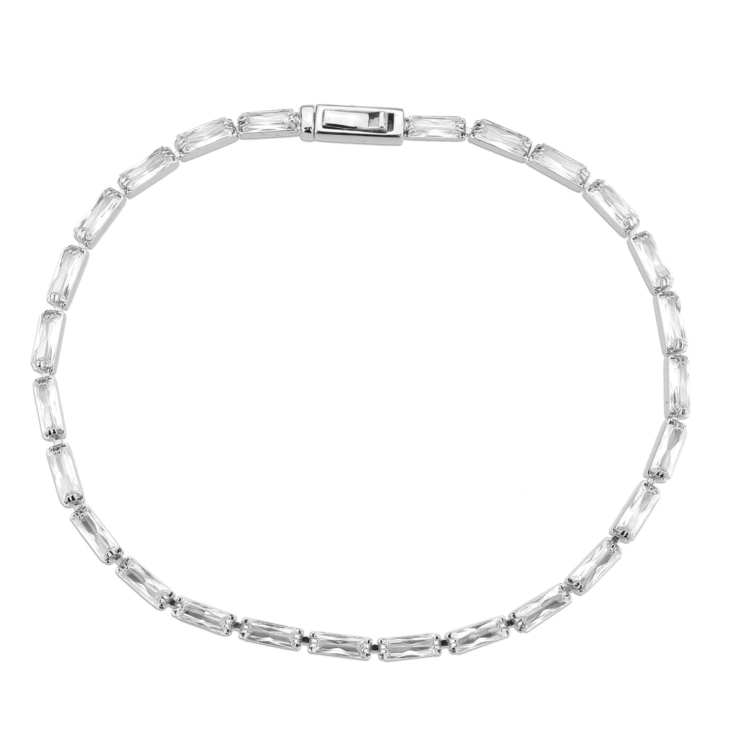 MA3W1706 - Rhodium Brass Bracelet with AAA Grade CZ in Clear