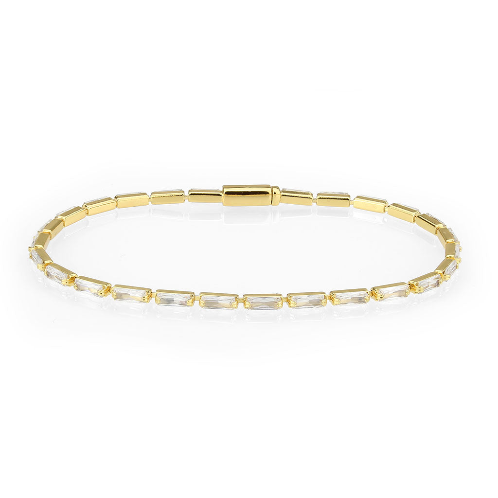 MA3W1707 - Gold Brass Bracelet with AAA Grade CZ in Clear