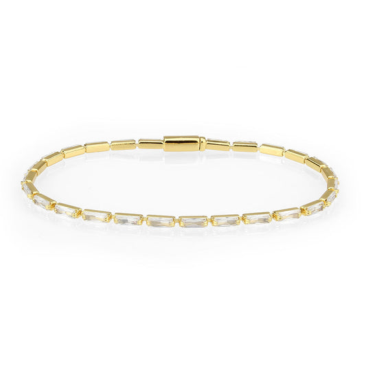 MA3W1707 - Gold Brass Bracelet with AAA Grade CZ in Clear
