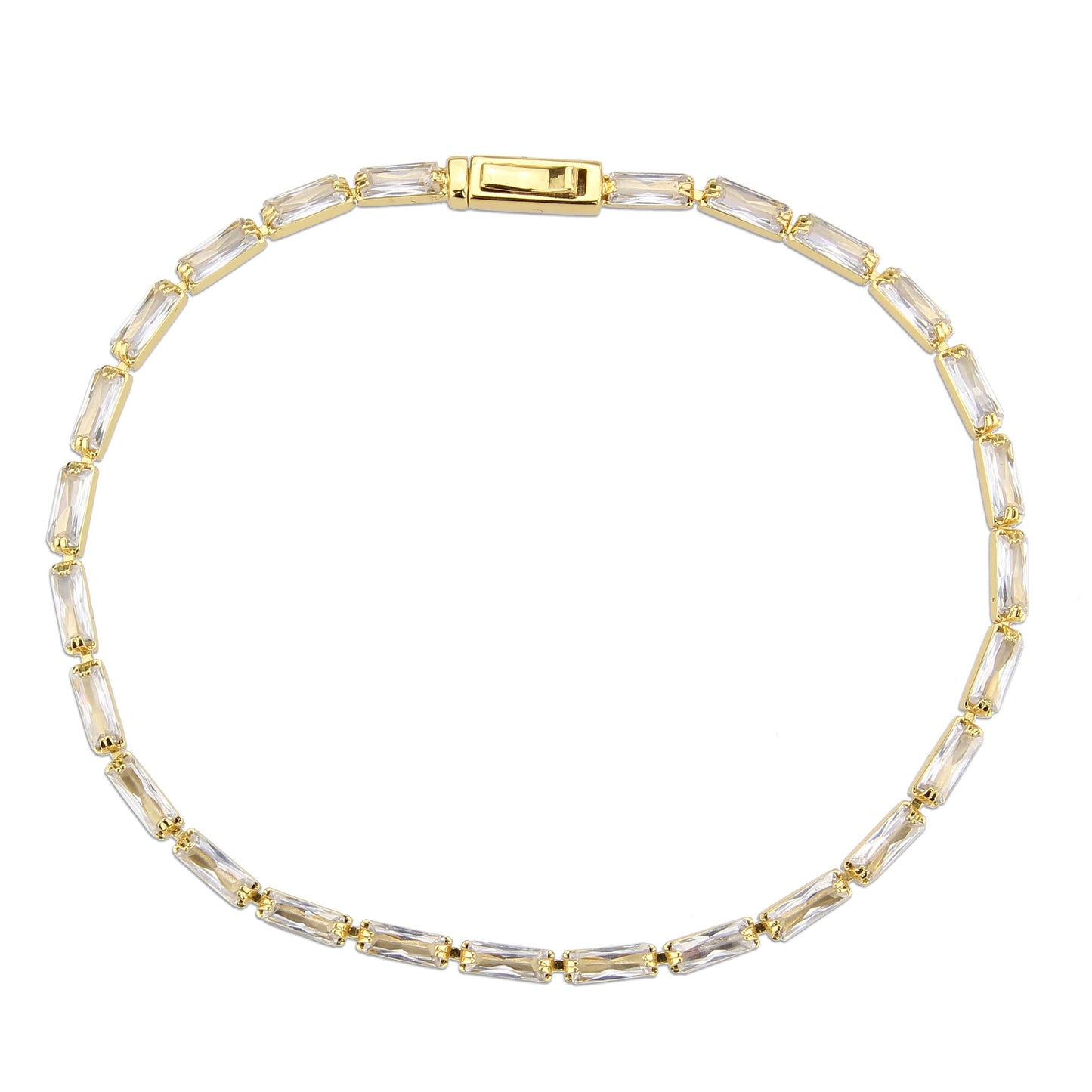 MA3W1707 - Gold Brass Bracelet with AAA Grade CZ in Clear