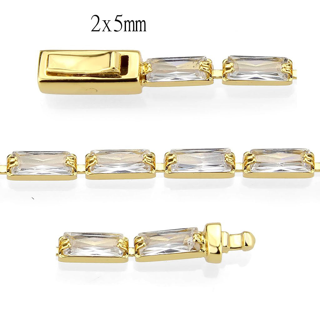 MA3W1707 - Gold Brass Bracelet with AAA Grade CZ in Clear