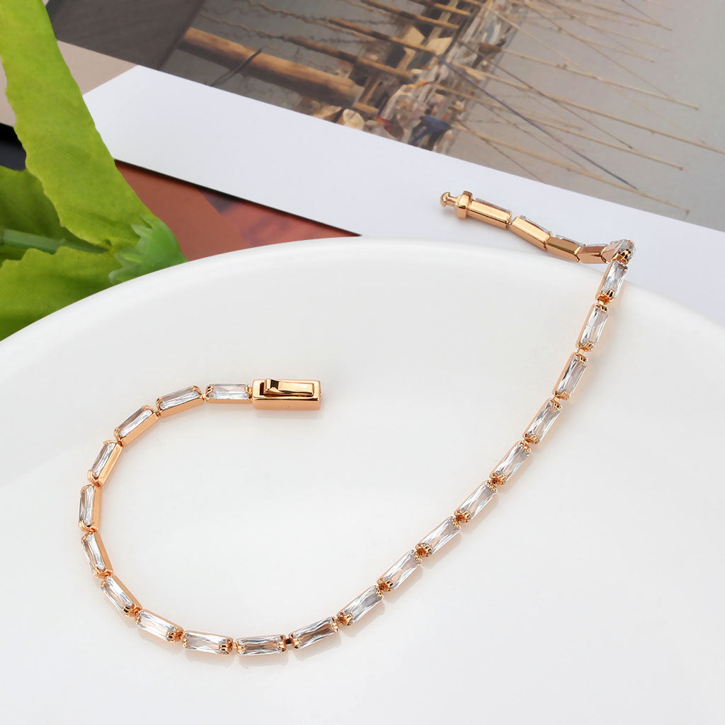 MA3W1708 - Rose Gold Brass Bracelet with AAA Grade CZ in Clear