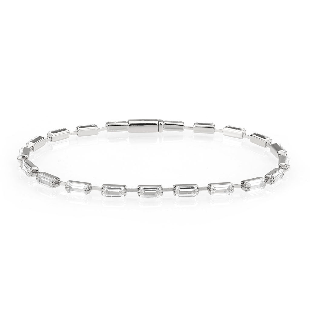 MA3W1709 - Rhodium Brass Bracelet with AAA Grade CZ in Clear
