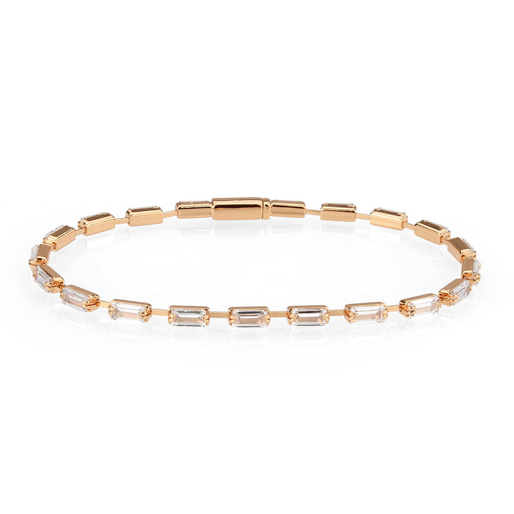 MA3W1711 - Rose Gold Brass Bracelet with AAA Grade CZ in Clear