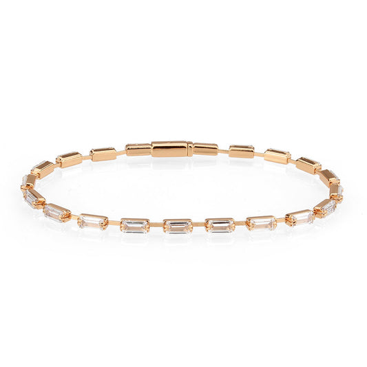 MA3W1711 - Rose Gold Brass Bracelet with AAA Grade CZ in Clear