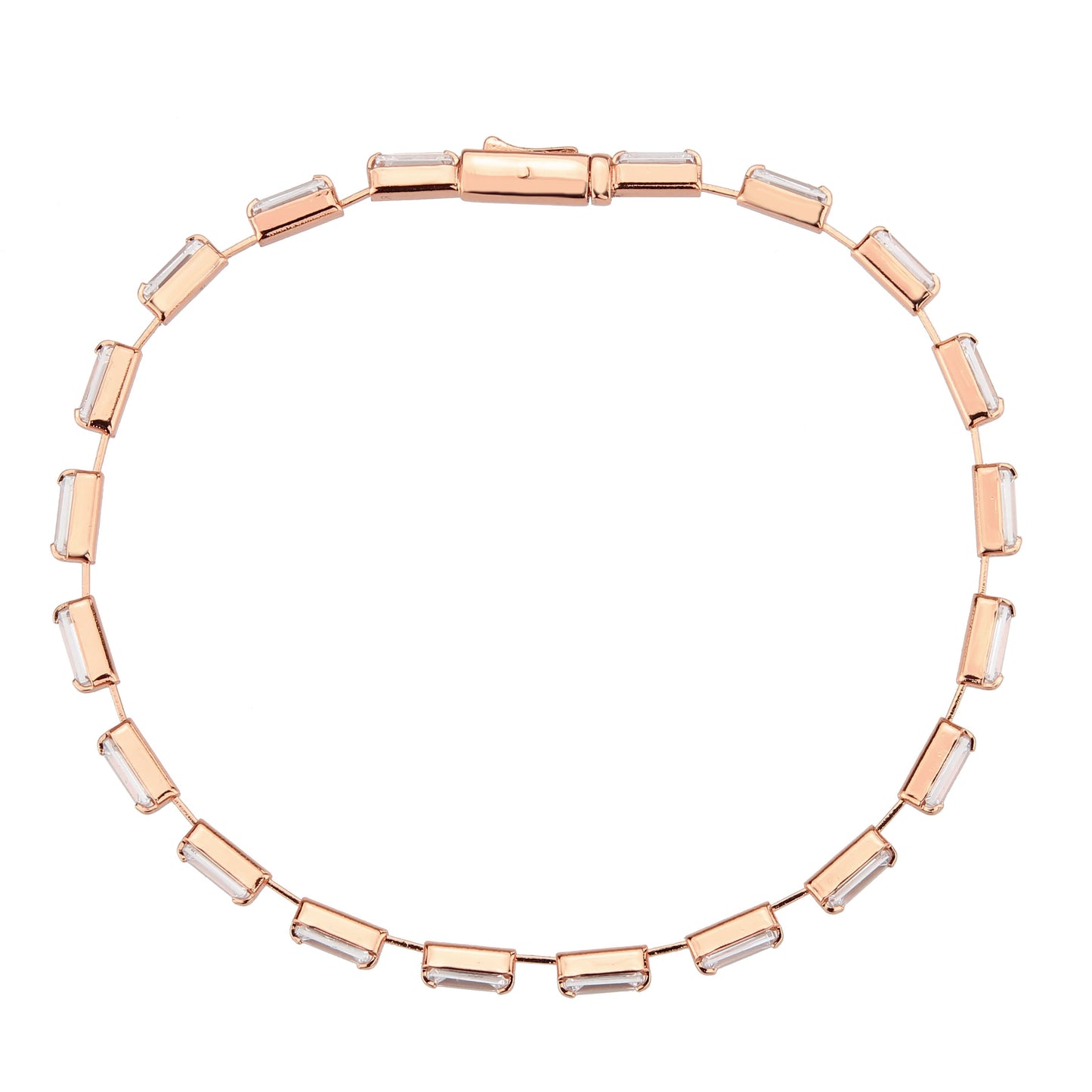 MA3W1711 - Rose Gold Brass Bracelet with AAA Grade CZ in Clear
