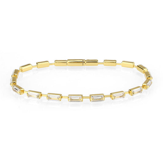MA3W1713 - Gold Brass Bracelet with AAA Grade CZ in Clear