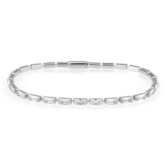 MA3W1715 - Rhodium Brass Bracelet with AAA Grade CZ in Clear