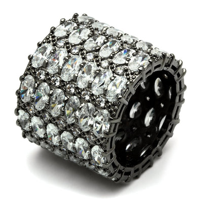 MA3W171 - Ruthenium Brass Ring with AAA Grade CZ  in Clear