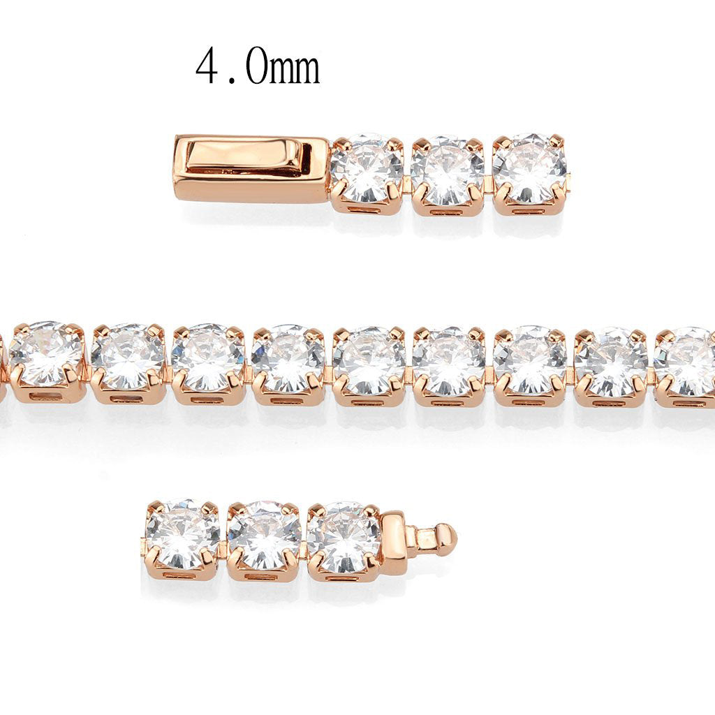 MA3W1720 - Rose Gold Brass Bracelet with AAA Grade CZ in Clear