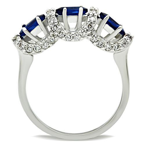 MA3W172 - Rhodium Brass Ring with Synthetic Synthetic Glass in Montana