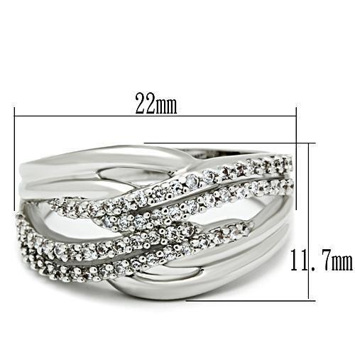 MA3W174 - Rhodium Brass Ring with AAA Grade CZ  in Clear