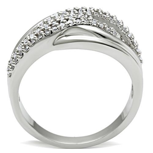 MA3W174 - Rhodium Brass Ring with AAA Grade CZ  in Clear