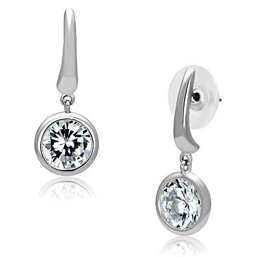 MA3W179 - Rhodium Brass Earrings with AAA Grade CZ  in Clear