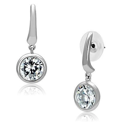 MA3W179 - Rhodium Brass Earrings with AAA Grade CZ  in Clear