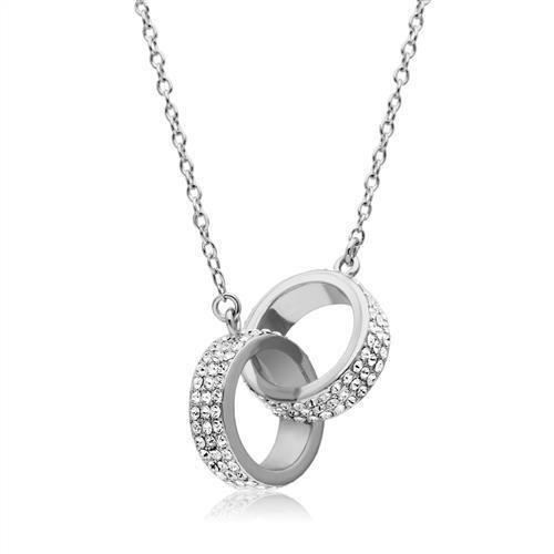 MA3W180 Rhodium Brass Chain Pendant with Top Grade Crystal in Clear