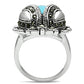 MA3W181 - Rhodium Brass Ring with Synthetic Turquoise in Sea Blue