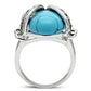 MA3W181 - Rhodium Brass Ring with Synthetic Turquoise in Sea Blue