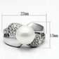 MA3W182 - Rhodium Brass Ring with Synthetic Pearl in White
