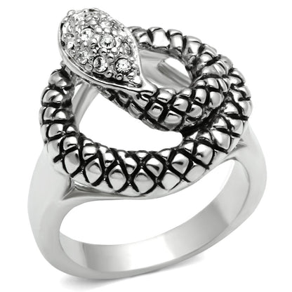 MA3W183 - Rhodium Brass Ring with Top Grade Crystal  in Clear