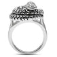 MA3W183 - Rhodium Brass Ring with Top Grade Crystal  in Clear