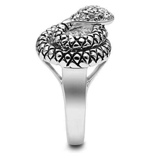 MA3W183 - Rhodium Brass Ring with Top Grade Crystal  in Clear