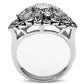 MA3W184 - Rhodium Brass Ring with AAA Grade CZ  in Clear