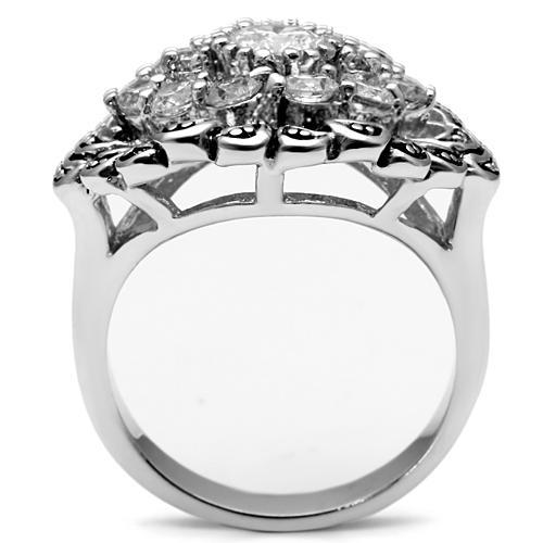 MA3W184 - Rhodium Brass Ring with AAA Grade CZ  in Clear