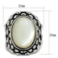 MA3W186 - Rhodium Brass Ring with Precious Stone Conch in White