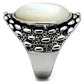 MA3W186 - Rhodium Brass Ring with Precious Stone Conch in White