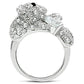 MA3W187 - Rhodium Brass Ring with AAA Grade CZ  in Clear